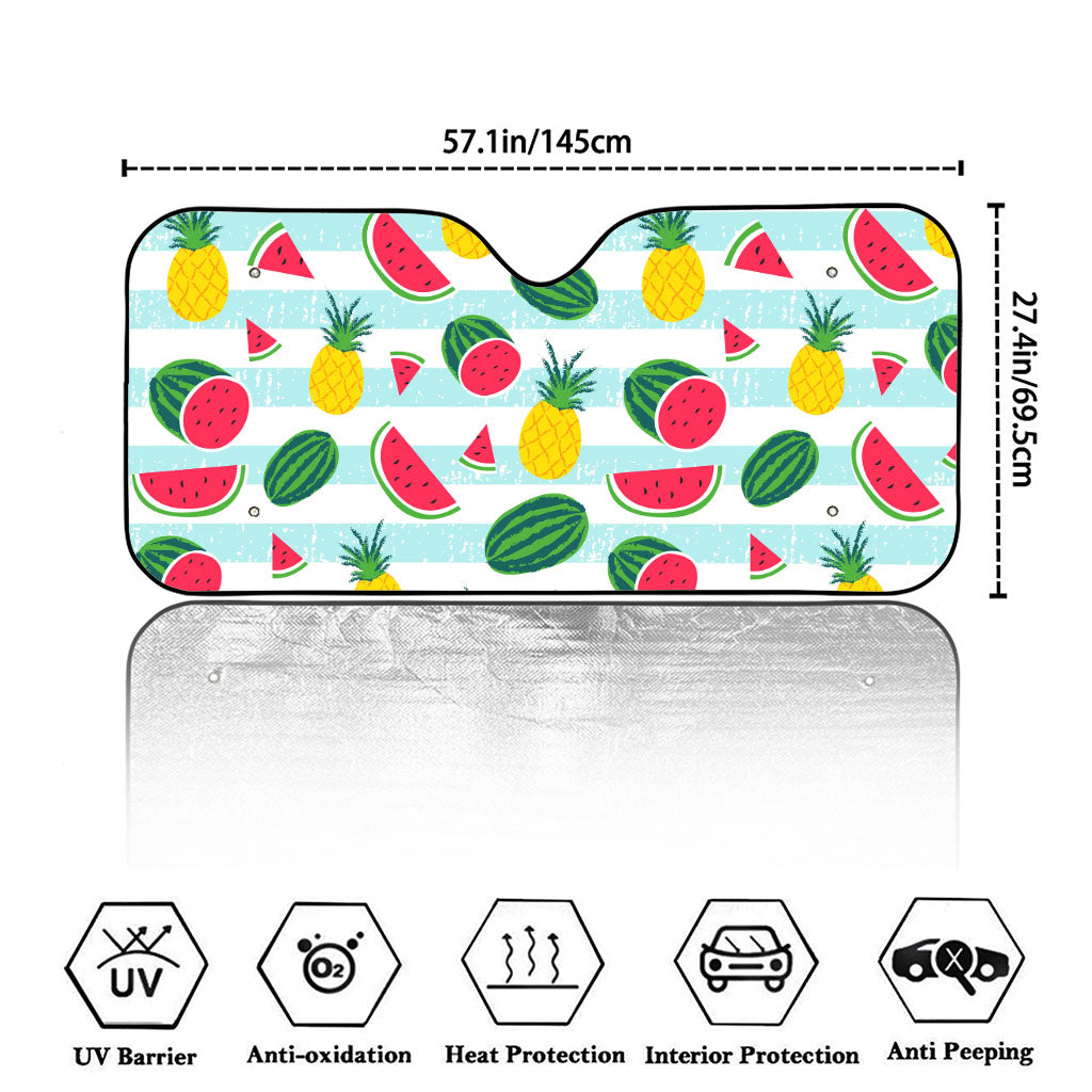 Cute Pineapple Watermelon Pattern Print Car Windshield Sun Shade