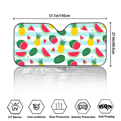 Cute Pineapple Watermelon Pattern Print Car Windshield Sun Shade