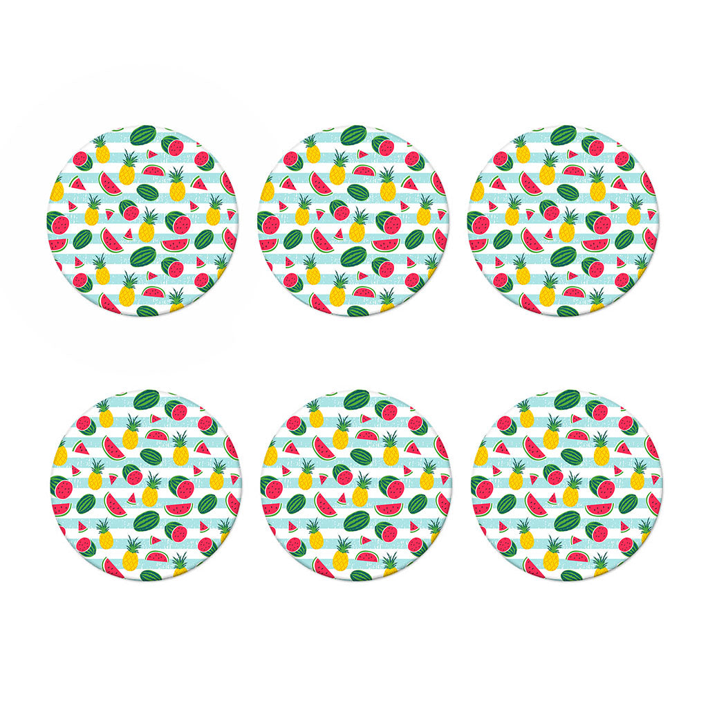 Cute Pineapple Watermelon Pattern Print Coaster Set