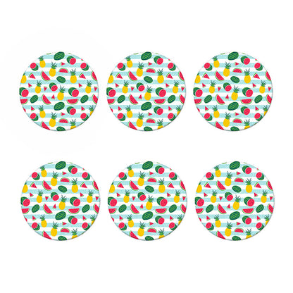 Cute Pineapple Watermelon Pattern Print Coaster Set