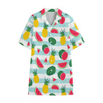Cute Pineapple Watermelon Pattern Print Cotton Hawaiian Shirt