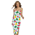 Cute Pineapple Watermelon Pattern Print Cross Back Cami Dress