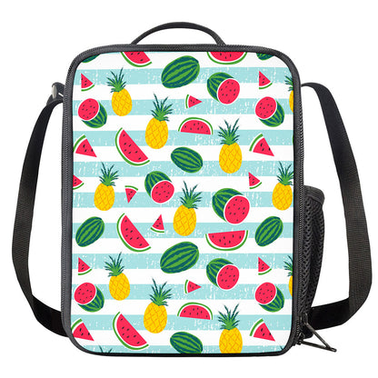 Cute Pineapple Watermelon Pattern Print Crossbody Lunch Bag