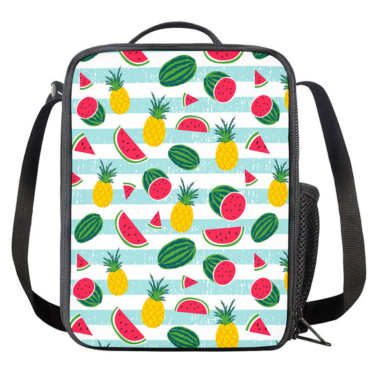 Cute Pineapple Watermelon Pattern Print Crossbody Lunch Bag