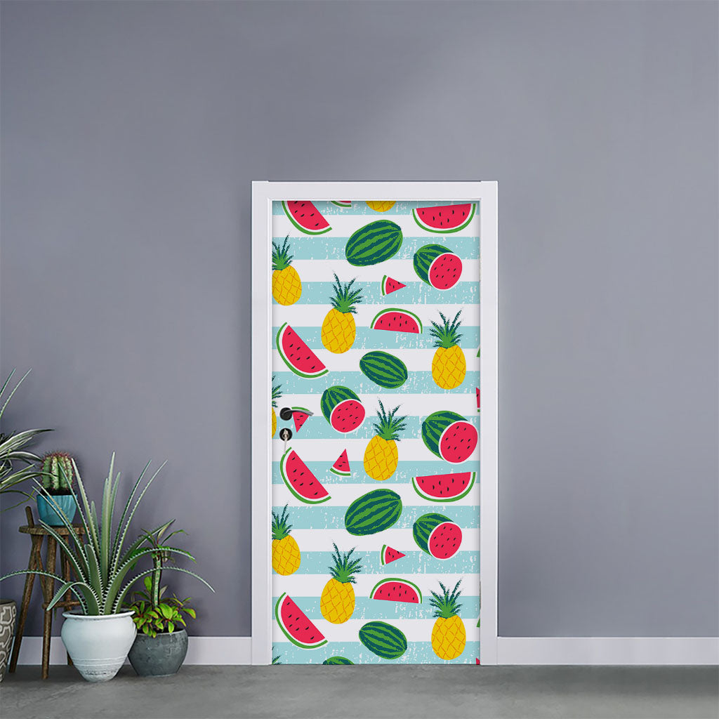 Cute Pineapple Watermelon Pattern Print Door Sticker