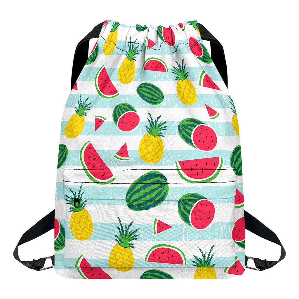Cute Pineapple Watermelon Pattern Print Drawstring Backpack
