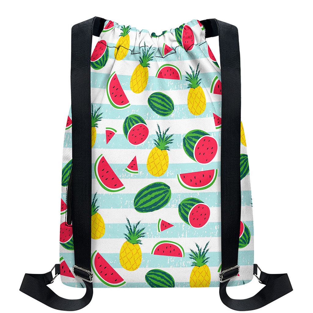 Cute Pineapple Watermelon Pattern Print Drawstring Backpack