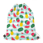 Cute Pineapple Watermelon Pattern Print Drawstring Bag