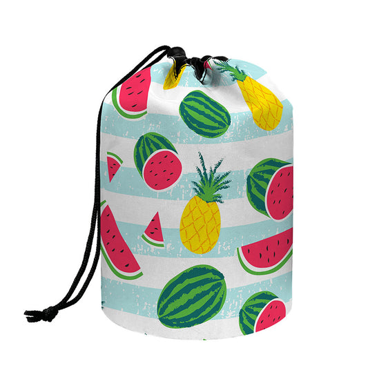 Cute Pineapple Watermelon Pattern Print Drawstring Makeup Bag