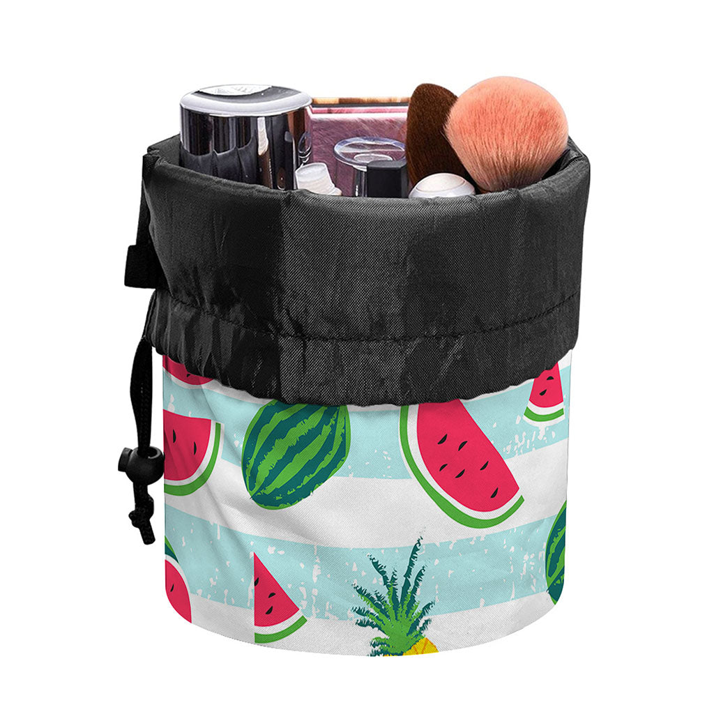 Cute Pineapple Watermelon Pattern Print Drawstring Makeup Bag