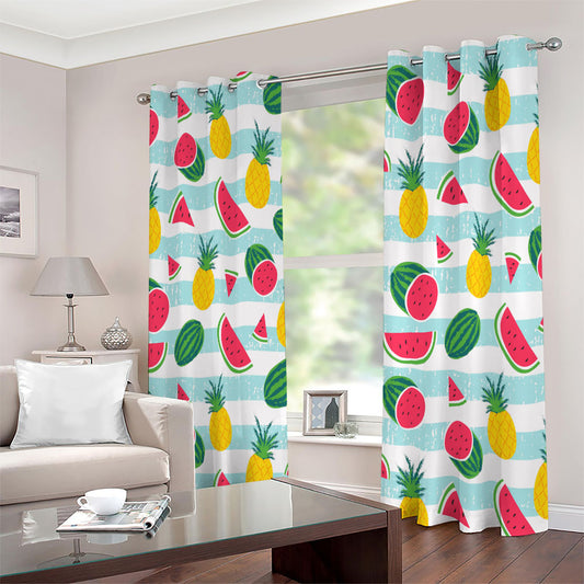 Cute Pineapple Watermelon Pattern Print Extra Wide Grommet Curtains