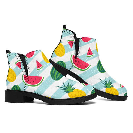 Cute Pineapple Watermelon Pattern Print Flat Ankle Boots