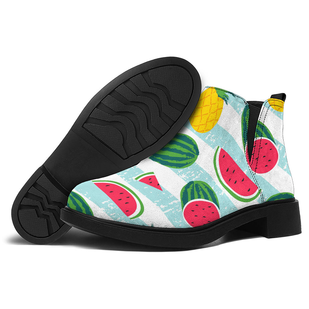 Cute Pineapple Watermelon Pattern Print Flat Ankle Boots