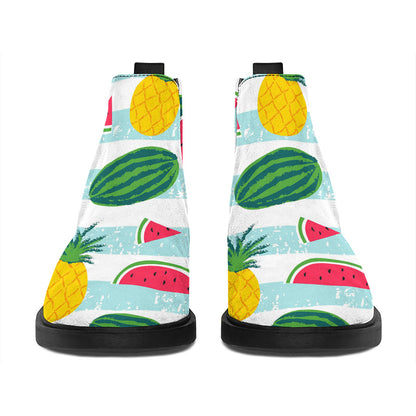 Cute Pineapple Watermelon Pattern Print Flat Ankle Boots