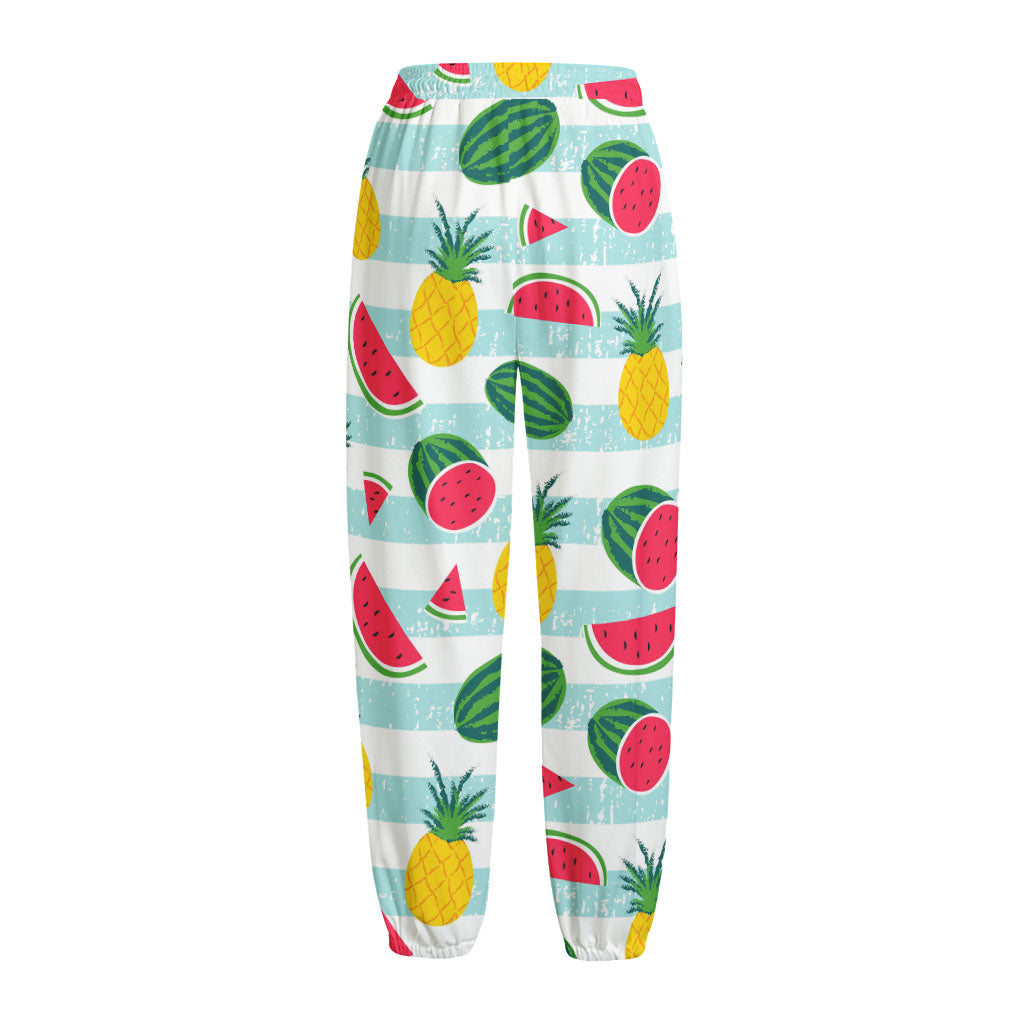 Cute Pineapple Watermelon Pattern Print Fleece Lined Knit Pants