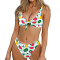 Cute Pineapple Watermelon Pattern Print Front Bow Tie Bikini