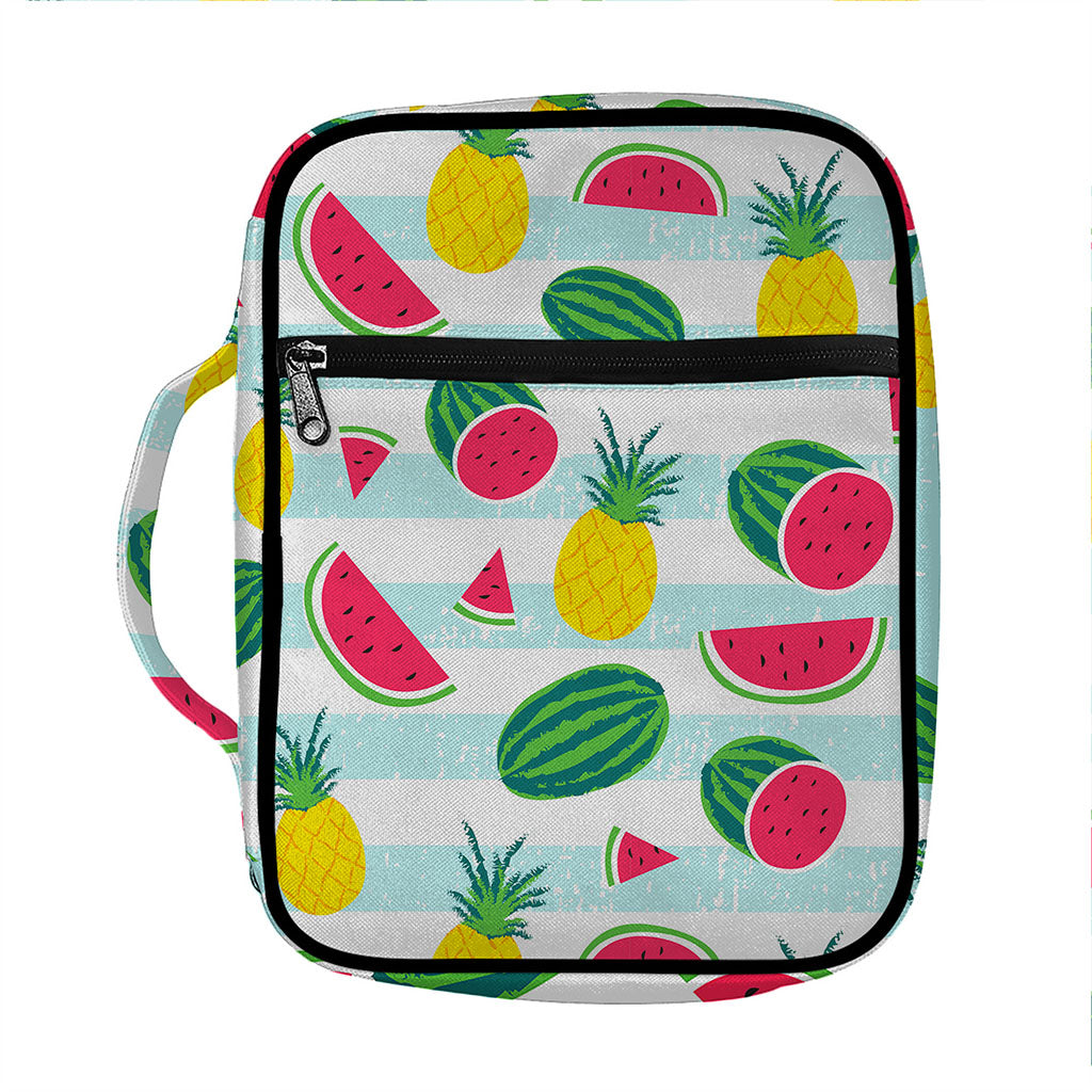 Cute Pineapple Watermelon Pattern Print Front Pocket Bible Bag