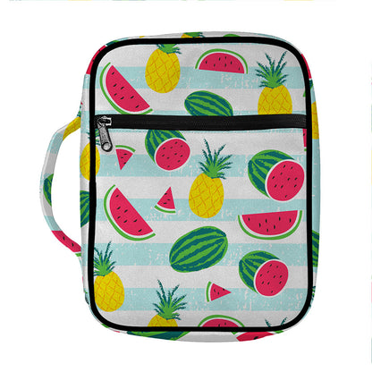 Cute Pineapple Watermelon Pattern Print Front Pocket Bible Bag