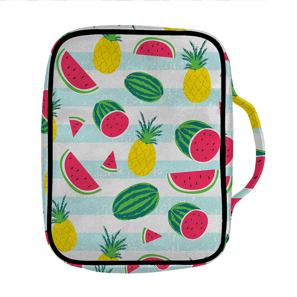 Cute Pineapple Watermelon Pattern Print Front Pocket Bible Bag
