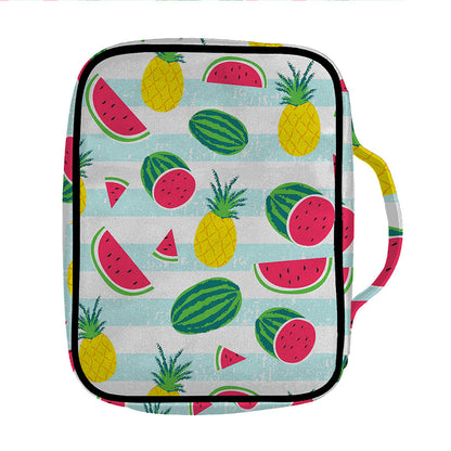 Cute Pineapple Watermelon Pattern Print Front Pocket Bible Bag