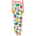 Cute Pineapple Watermelon Pattern Print High Slit Maxi Skirt
