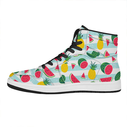 Cute Pineapple Watermelon Pattern Print High Top Leather Sneakers