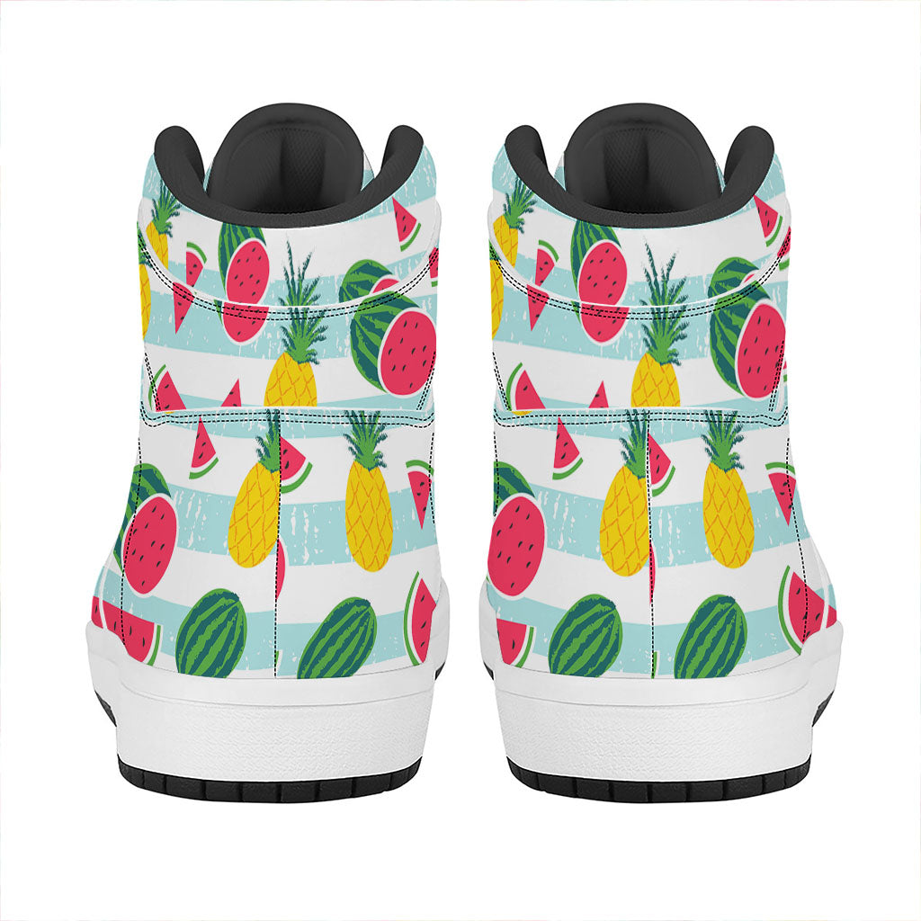 Cute Pineapple Watermelon Pattern Print High Top Leather Sneakers