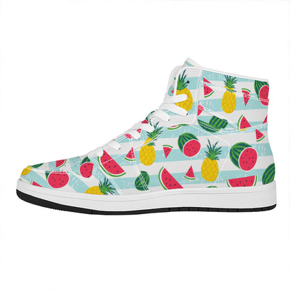 Cute Pineapple Watermelon Pattern Print High Top Leather Sneakers