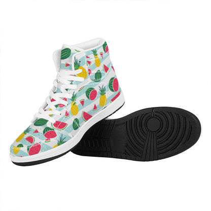 Cute Pineapple Watermelon Pattern Print High Top Leather Sneakers