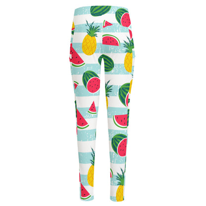 Cute Pineapple Watermelon Pattern Print High-Waisted Pocket Leggings