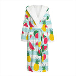 Cute Pineapple Watermelon Pattern Print Hooded Bathrobe