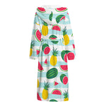 Cute Pineapple Watermelon Pattern Print Hooded Bathrobe
