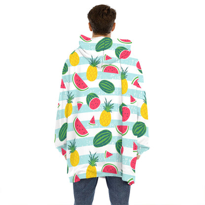 Cute Pineapple Watermelon Pattern Print Hoodie Blanket