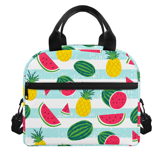 Cute Pineapple Watermelon Pattern Print Insulated Lunch Bag