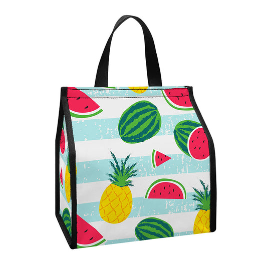 Cute Pineapple Watermelon Pattern Print Insulated Lunch Tote