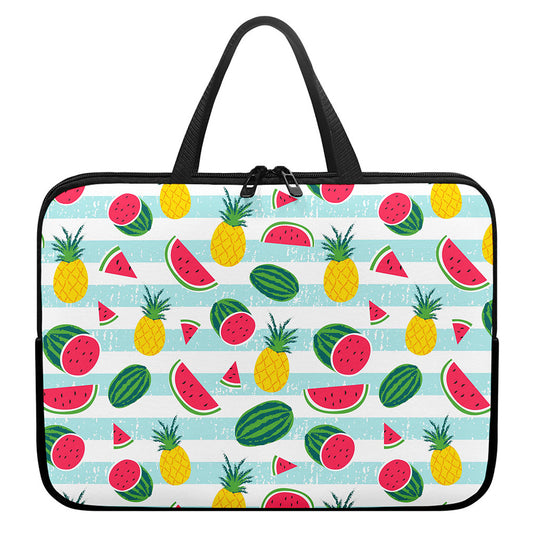 Cute Pineapple Watermelon Pattern Print Laptop Sleeve With Handle