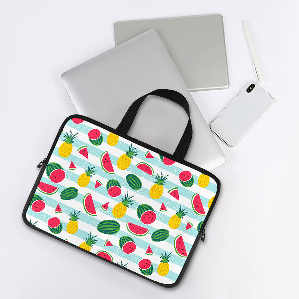 Cute Pineapple Watermelon Pattern Print Laptop Sleeve With Handle