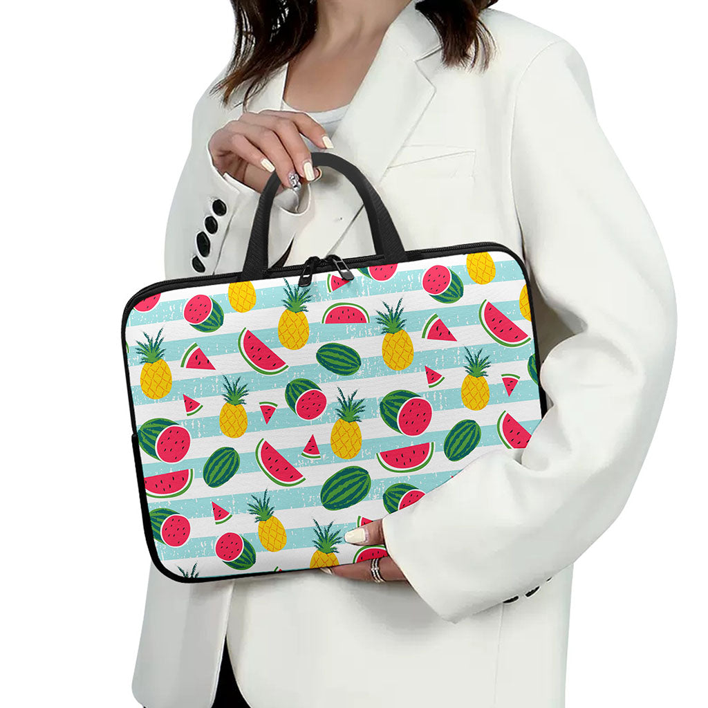 Cute Pineapple Watermelon Pattern Print Laptop Sleeve With Handle