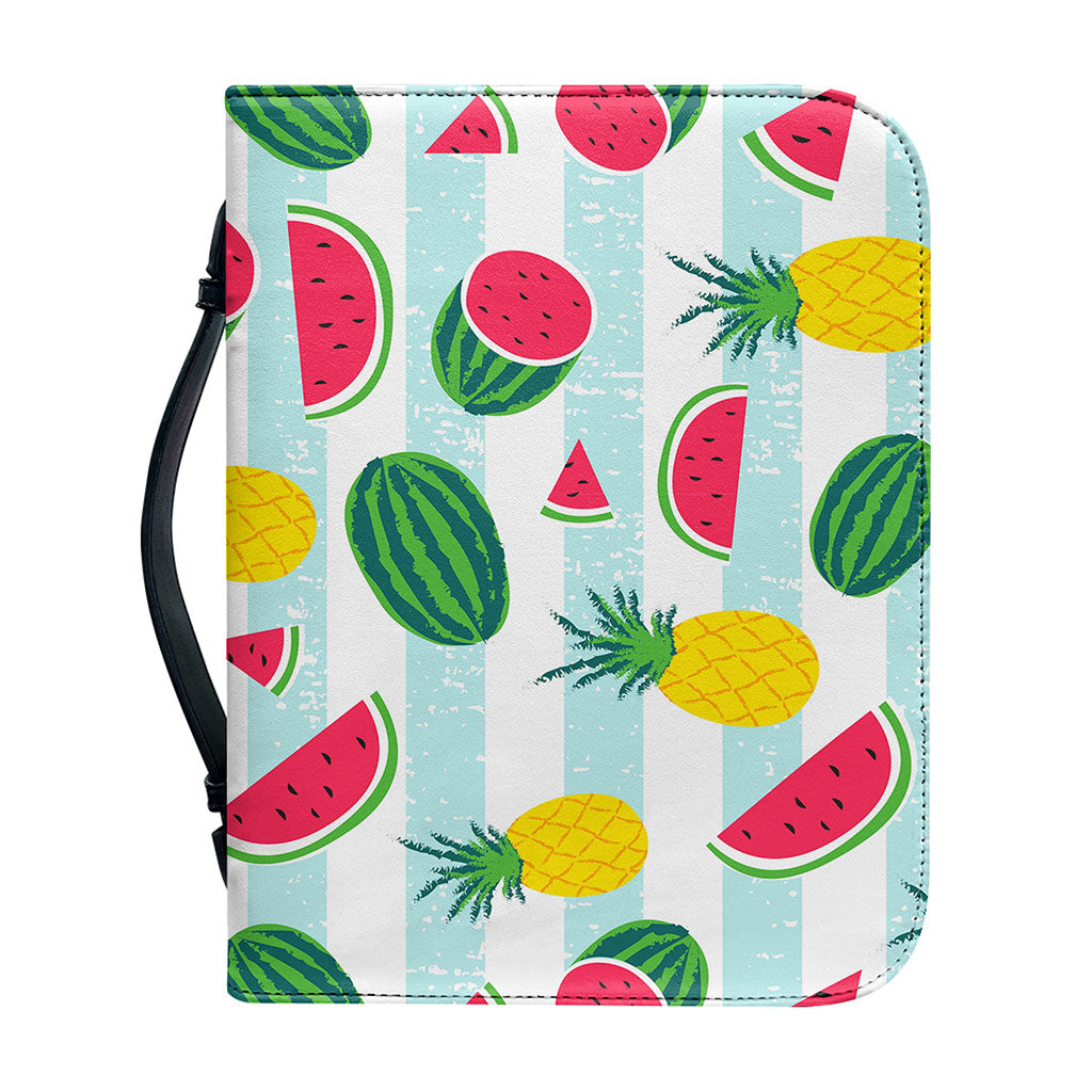 Cute Pineapple Watermelon Pattern Print Leather Bible Cover