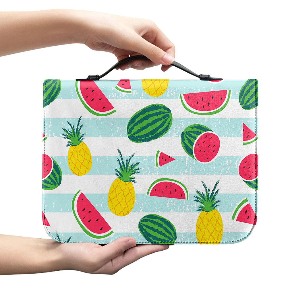 Cute Pineapple Watermelon Pattern Print Leather Bible Cover