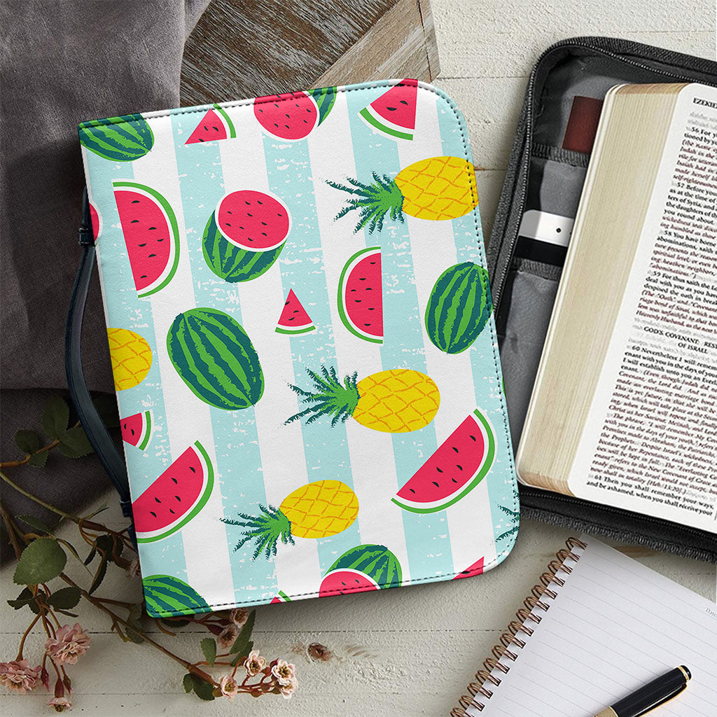 Cute Pineapple Watermelon Pattern Print Leather Bible Cover