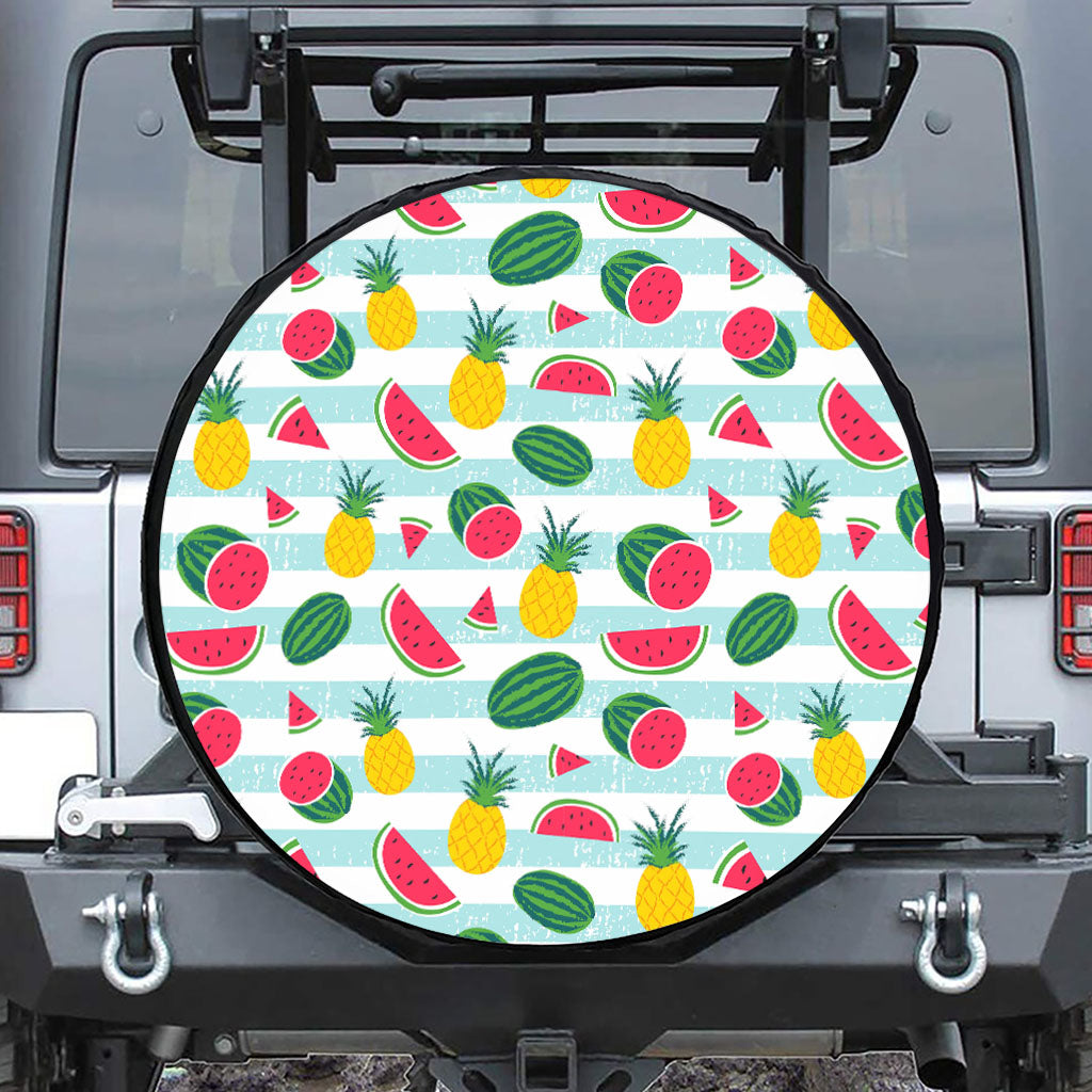 Cute Pineapple Watermelon Pattern Print Leather Spare Tire Cover