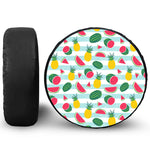 Cute Pineapple Watermelon Pattern Print Leather Spare Tire Cover