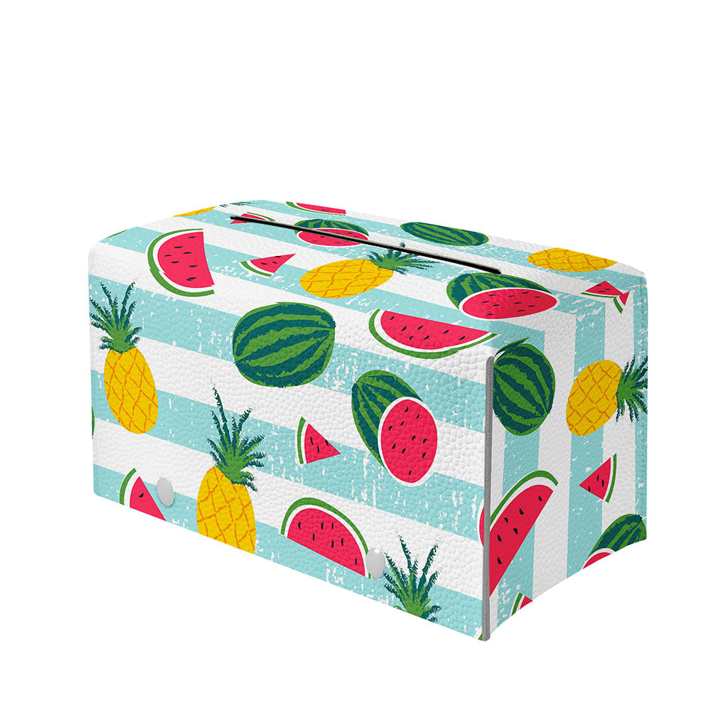 Cute Pineapple Watermelon Pattern Print Leather Tissue Box Cover