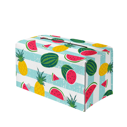 Cute Pineapple Watermelon Pattern Print Leather Tissue Box Cover