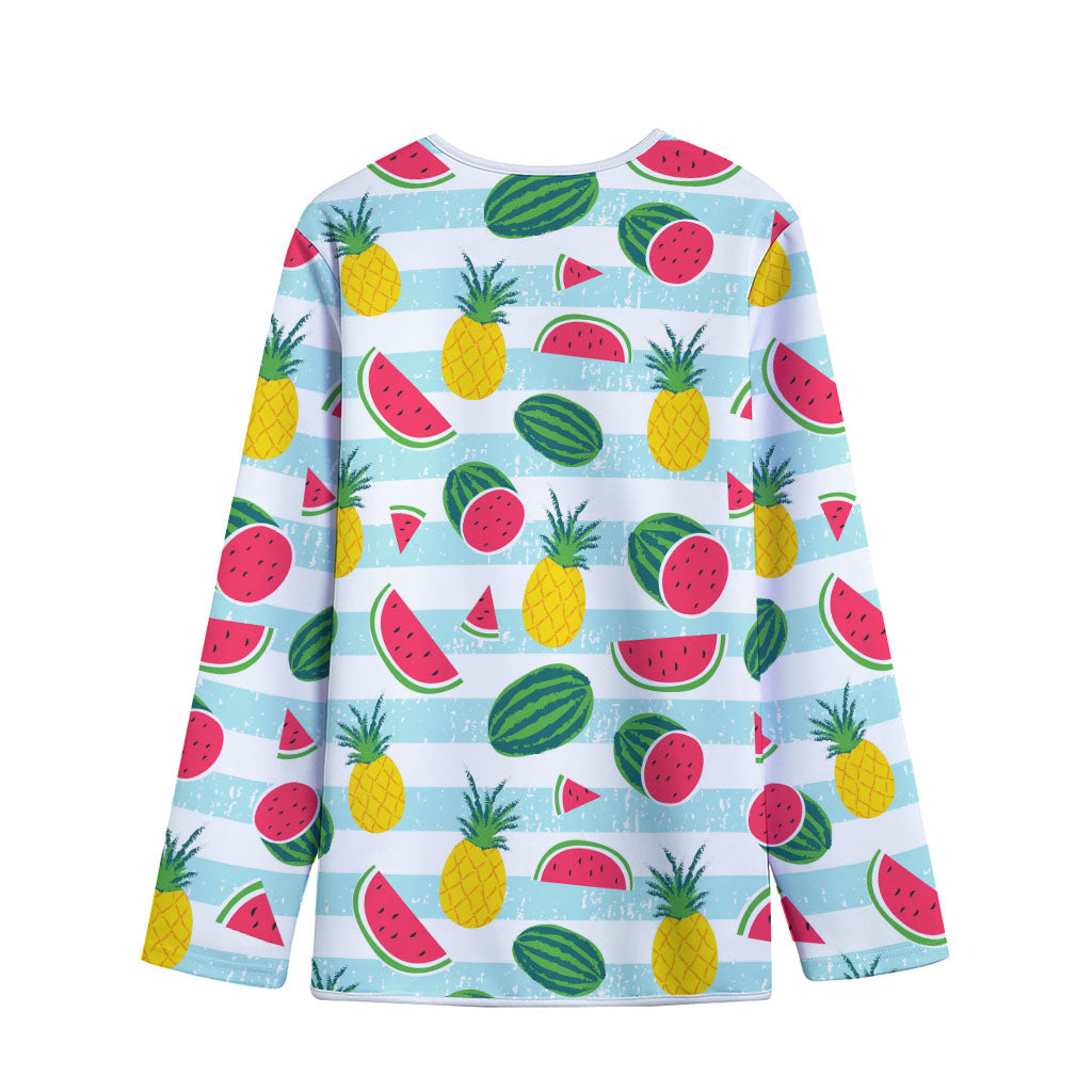 Cute Pineapple Watermelon Pattern Print Long Sleeve Short Coat