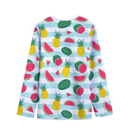 Cute Pineapple Watermelon Pattern Print Long Sleeve Short Coat