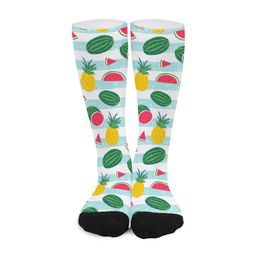 Cute Pineapple Watermelon Pattern Print Long Socks