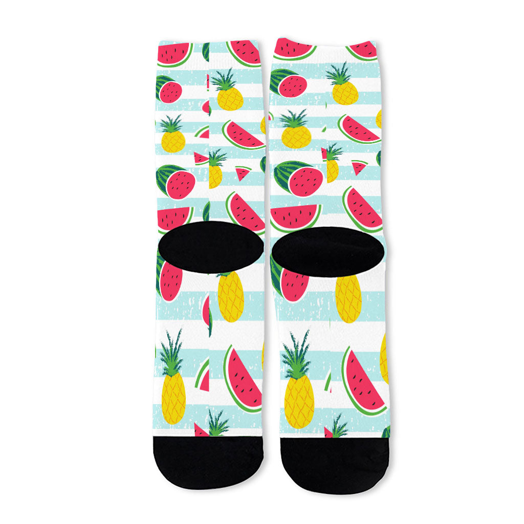 Cute Pineapple Watermelon Pattern Print Long Socks