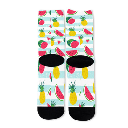Cute Pineapple Watermelon Pattern Print Long Socks